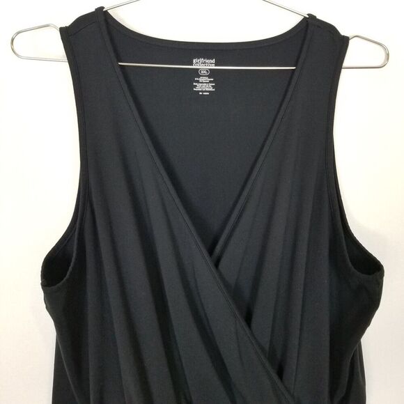 Girlfriend Collective Women Plus Wrap-Effect Playsuit Romper Sz 3XL Black - Picture 2 of 7